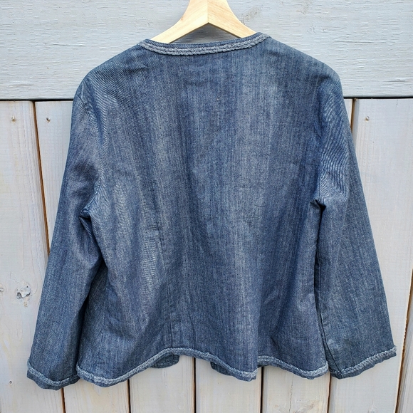Christopher & Banks Women's XL Open Front Denim Blazer Jacket XL Business Casual - Picture 5 of 16